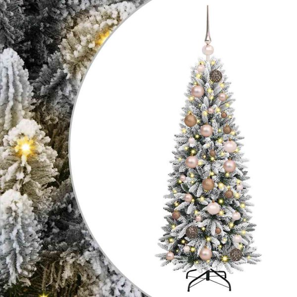 С изкуствено коледно дърво с 150 LED светодиода Бяло 120 cm
