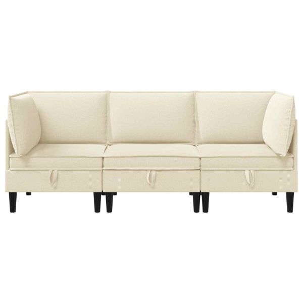 Комплект мебели за всекидневна 3 pcs Кремаво Текстил