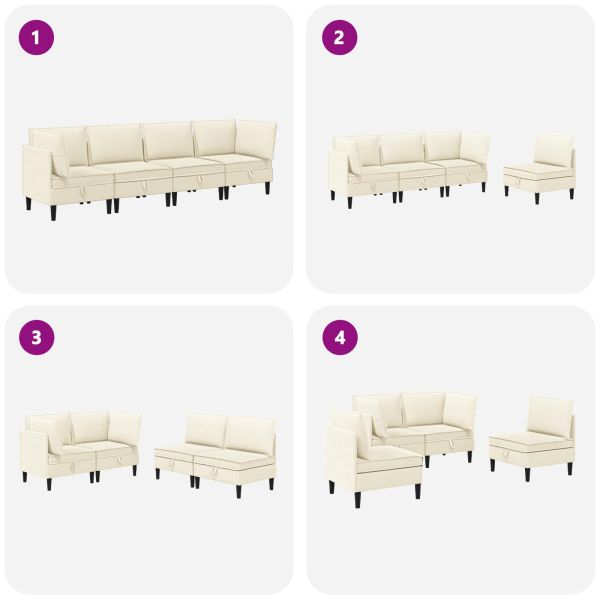 Комплект мебели за всекидневна 4 pcs Кремаво Текстил