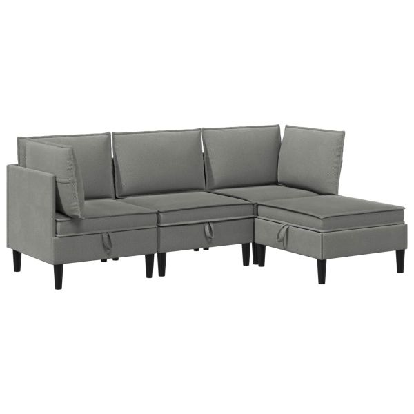 Комплект мебели за всекидневна 4 pcs Тъмносиво Текстил