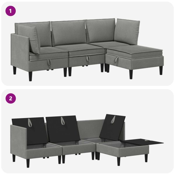 Комплект мебели за всекидневна 4 pcs Тъмносиво Текстил