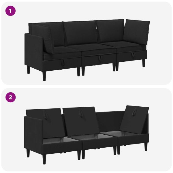 Комплект мебели за всекидневна 3 pcs Черно Текстил