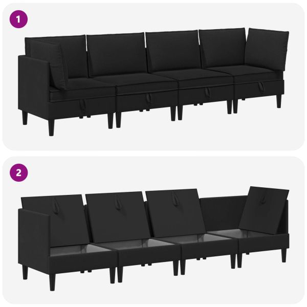 Комплект мебели за всекидневна 4 pcs Черно Текстил