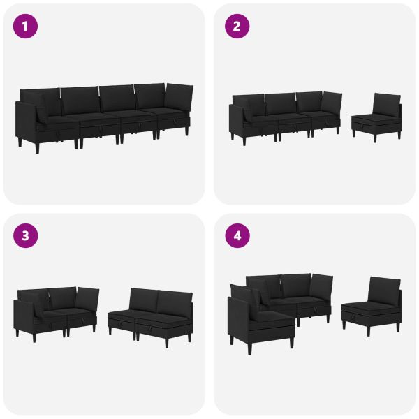 Комплект мебели за всекидневна 4 pcs Черно Текстил