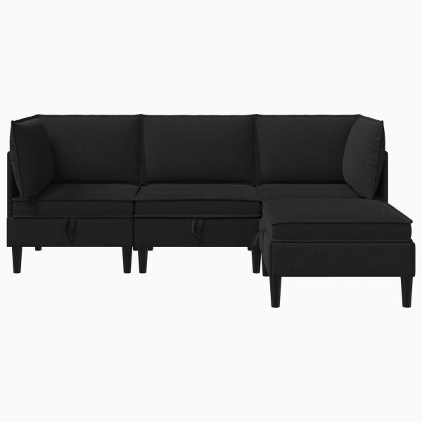 Комплект мебели за всекидневна 4 pcs Черно Текстил