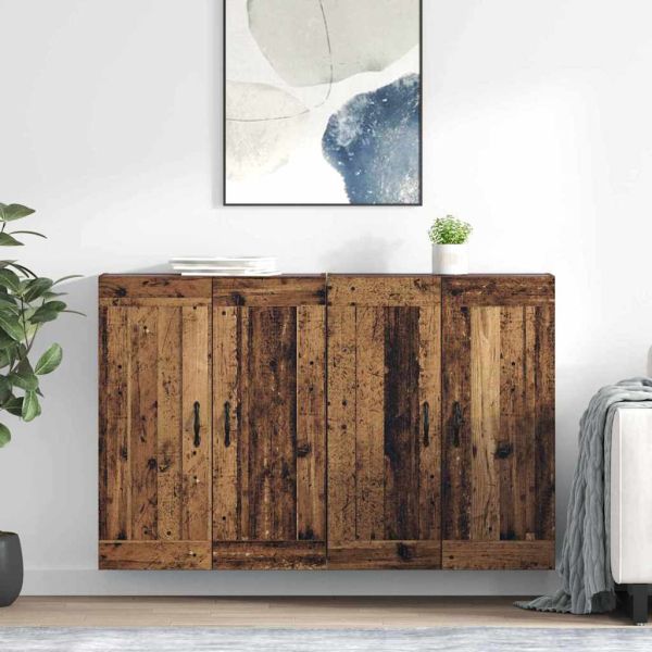 Стенно монтиран шкаф 2 pcs Старо дърво 69,5 x 34 x 90 см