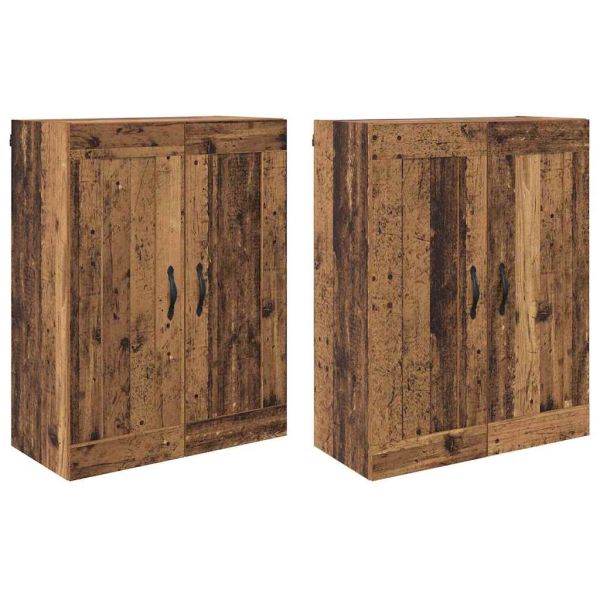 Стенно монтиран шкаф 2 pcs Старо дърво 69,5 x 34 x 90 см