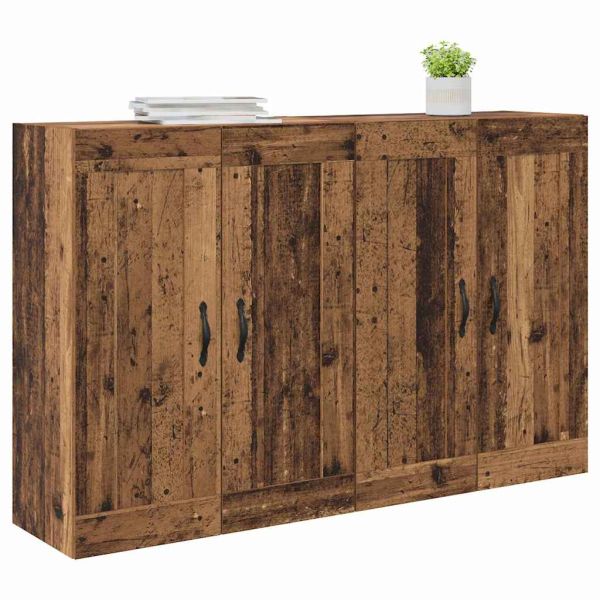 Стенно монтиран шкаф 2 pcs Старо дърво 69,5 x 34 x 90 см