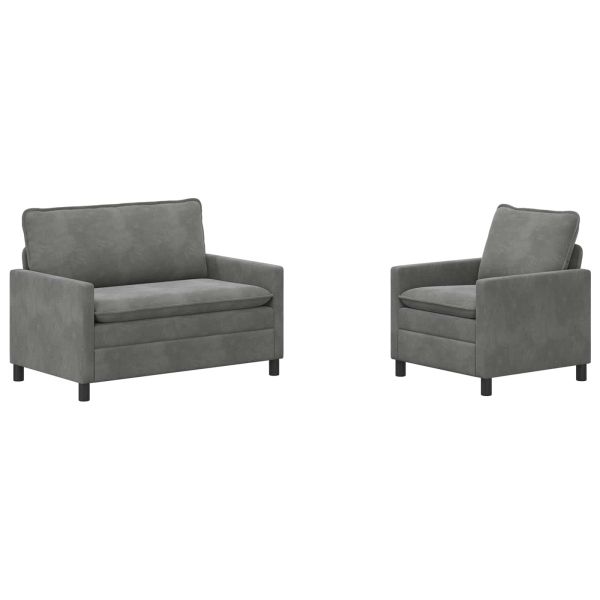 Комплект дивани 2 pcs Тъмносиво Кадифе