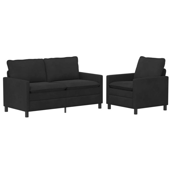 Комплект дивани 2 pcs Черно Кадифе