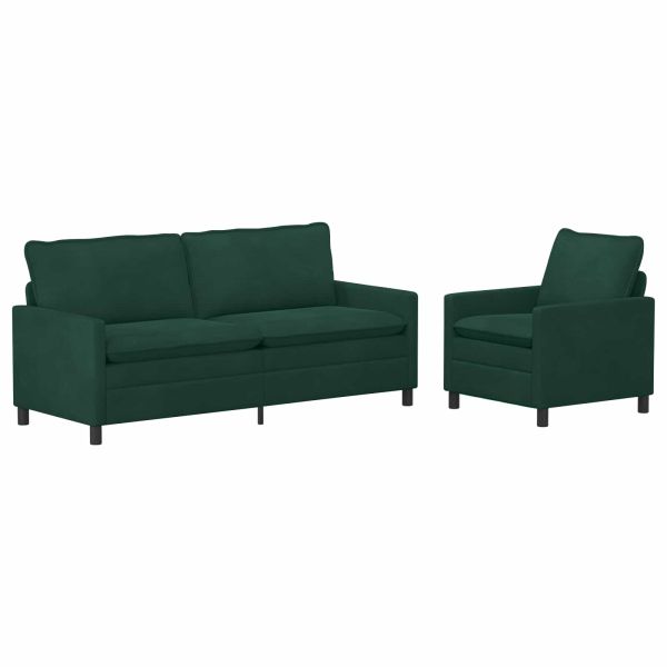 Комплект дивани 2 pcs Тъмнозелено Кадифе