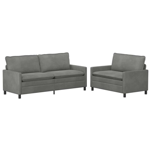 Комплект дивани 2 pcs Тъмносиво Кадифе