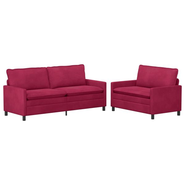 Комплект дивани 2 pcs Виненочервен Кадифе