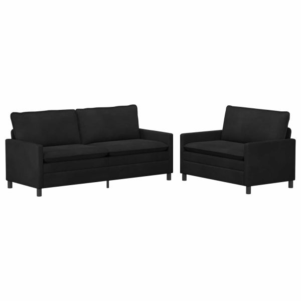 Комплект дивани 2 pcs Черно Кадифе