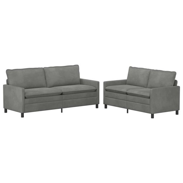 Комплект дивани 2 pcs Тъмносиво Кадифе