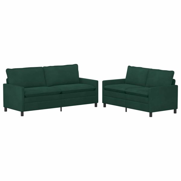 Комплект дивани 2 pcs Тъмнозелено Кадифе