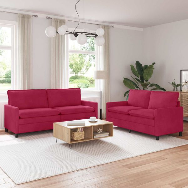 Комплект дивани 2 pcs Виненочервен Кадифе