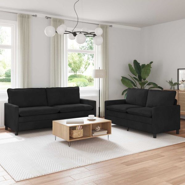 Комплект дивани 2 pcs Черно Кадифе