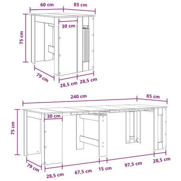 Маса за хранене 240 x 85 x 75 см Инженерна дървесина