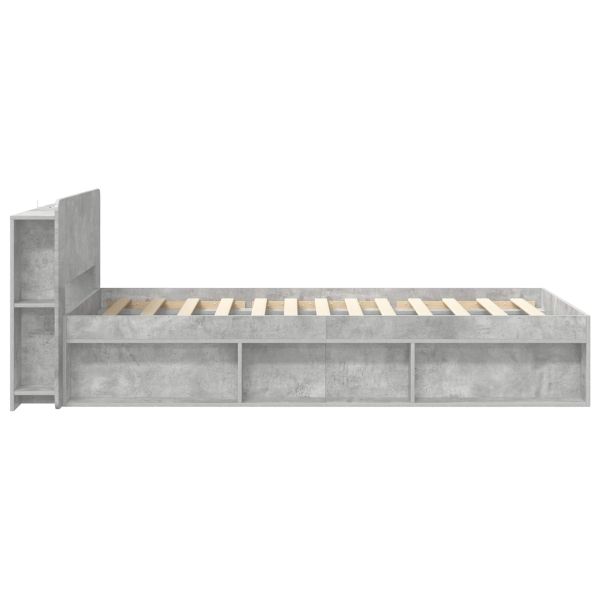 Леглово рамо с хранилище с таблото Бетонно сиво 80 x 200 cm