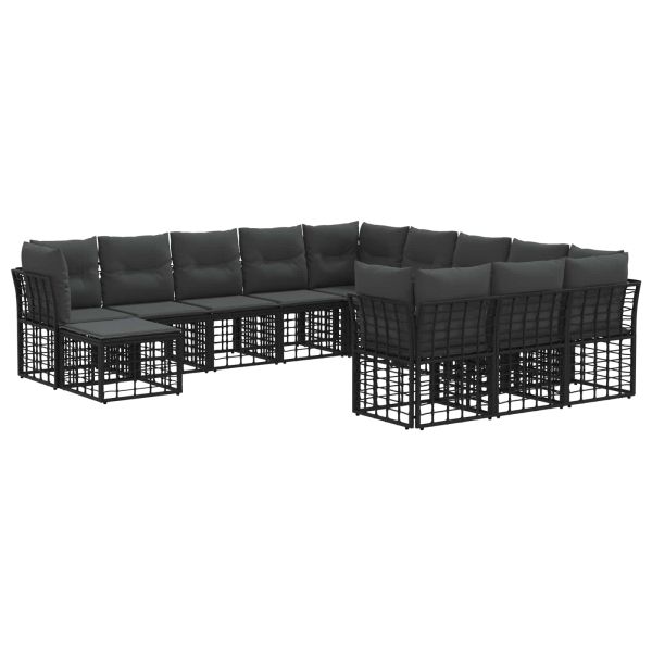 Комплект дивани за открито 12 pcs Черно и тъмно сиво Полиестер