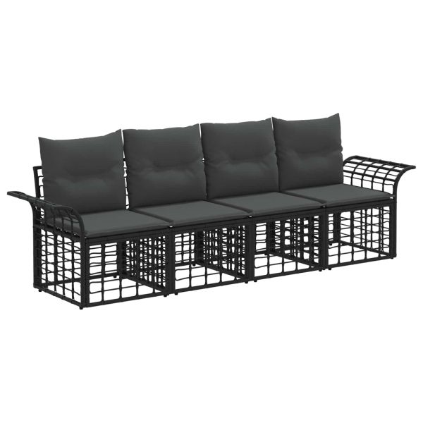 Комплект дивани за открито 4 pcs Черно и тъмно сиво Полиестер
