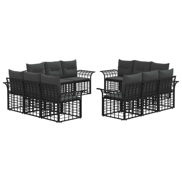 Комплект дивани за открито 12 pcs Черно и тъмно сиво Полиестер
