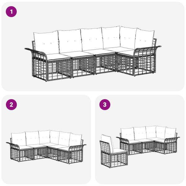 Комплект дивани за открито 5 pcs Естествено и кремаво бяло