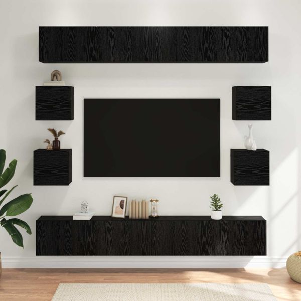 Комплект ТВ шкаф 8 pcs 100 x 30 x 30 cm Черен дъб