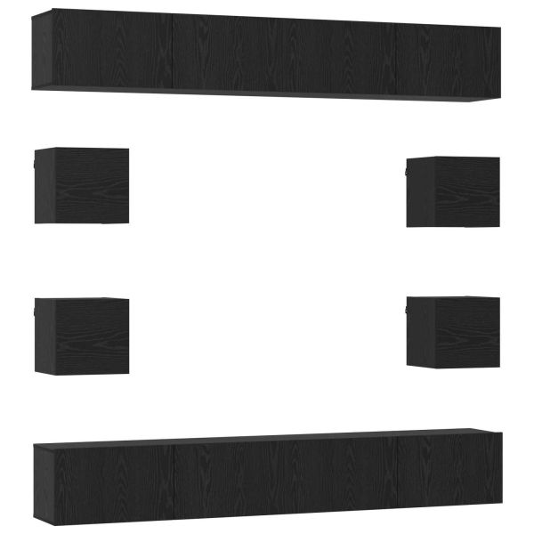 Комплект ТВ шкаф 8 pcs 100 x 30 x 30 cm Черен дъб