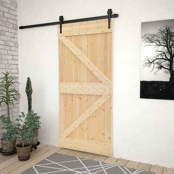 Преплъзваща се врата Естествено и черно 90 x 210 cm