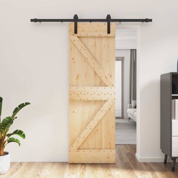 Преплъзваща се врата Естествено и черно 70 x 210 cm