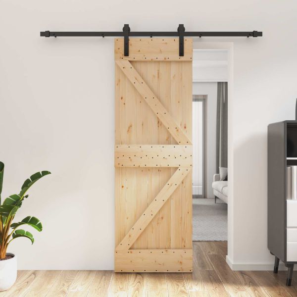 Преплъзваща се врата Естествено и черно 70 x 210 cm