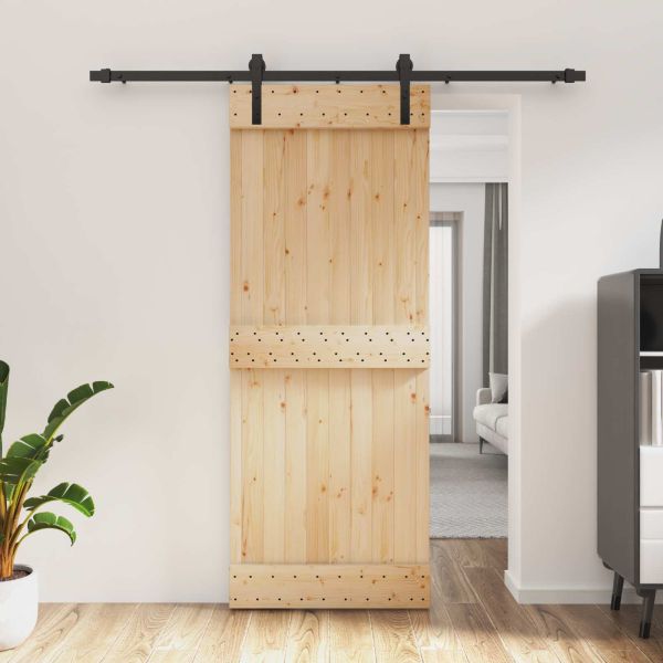Преплъзваща се врата Естествено и черно 80 x 210 cm