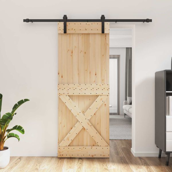 Преплъзваща се врата Естествено и черно 80 x 210 cm