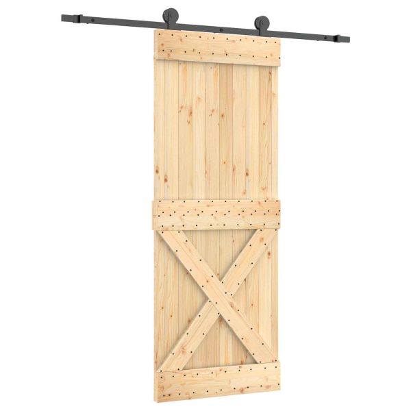 Преплъзваща се врата Естествено и черно 80 x 210 cm