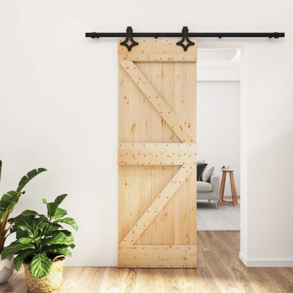 Преплъзваща се врата Естествено и черно 70 x 210 cm