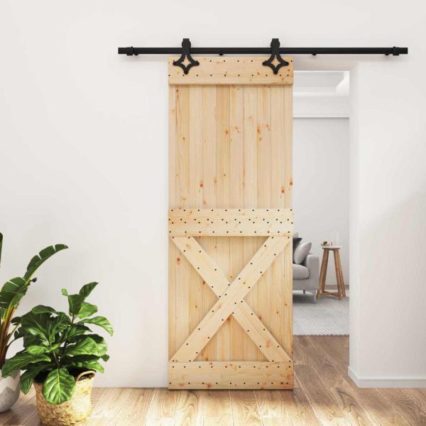 Преплъзваща се врата Естествено и черно 80 x 210 cm