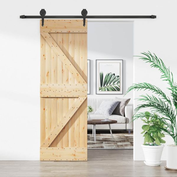 Преплъзваща се врата Естествено и черно 70 x 210 cm