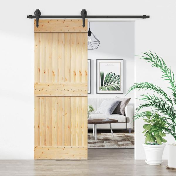 Преплъзваща се врата Естествено и черно 80 x 210 cm