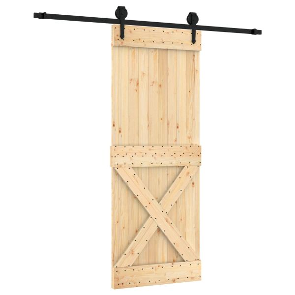 Преплъзваща се врата Естествено и черно 80 x 210 cm