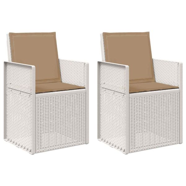 Градински Dining Столове 2 pcs Бяло и таупе ПП