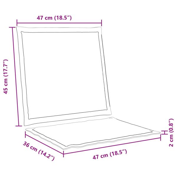 Възглавници за седалката и гърба 2 pcs Кремаво 47 x 45 x 2 см