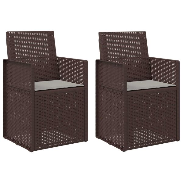 Градински Dining Столове 2 pcs Кафяво и светлосиво ПП