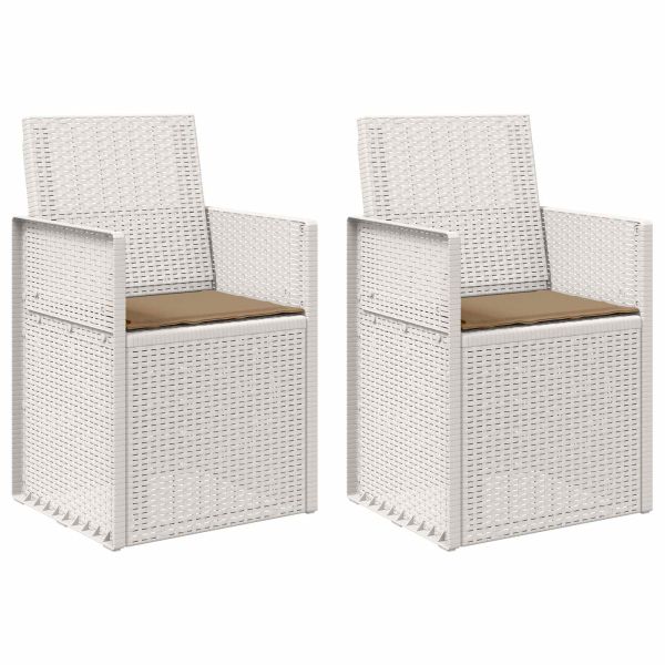 Градински Dining Столове 2 pcs Бяло и таупе ПП