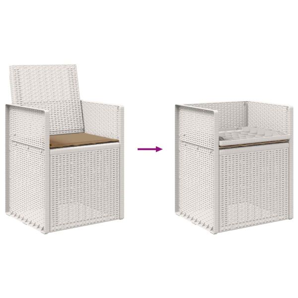 Градински Dining Столове 2 pcs Бяло и таупе ПП