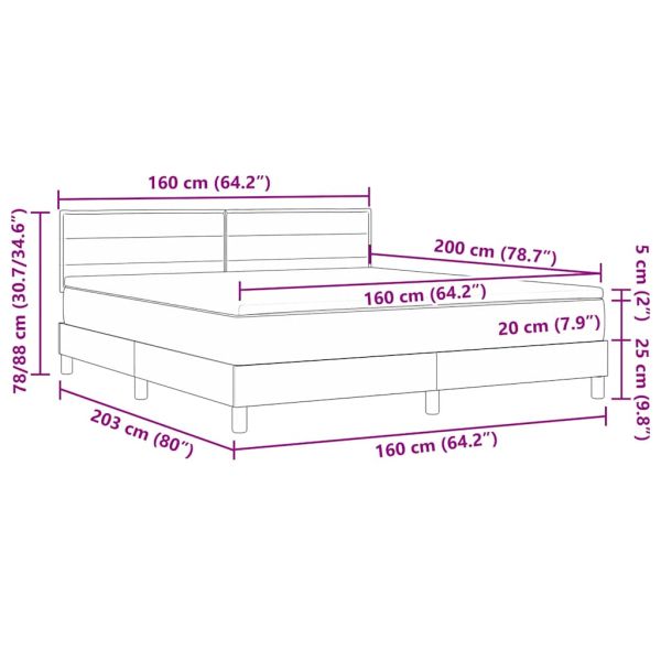 Легло с пружинирана основа с таблото Таупе 160 x 200 cm текстил