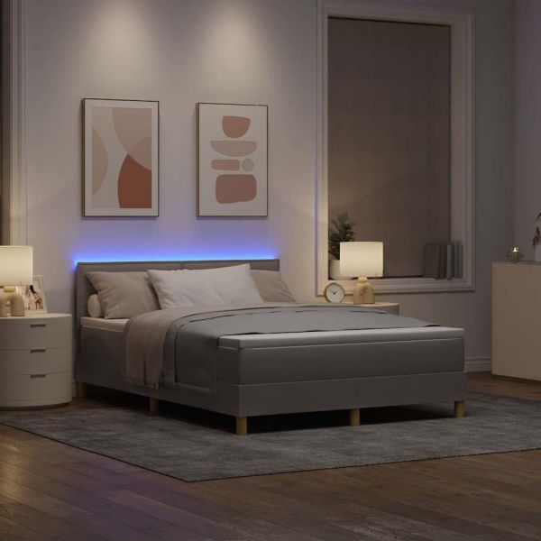 LED кутия за пружини с легло Таупе 160 x 200 cm текстил