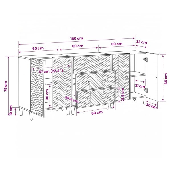 Шкафове за съхранение 3 pcs Кафяво 60 x 33,5 x 75 см