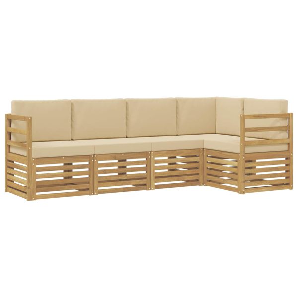Комплект дивани за открито 5 pcs Бяло и Бежово